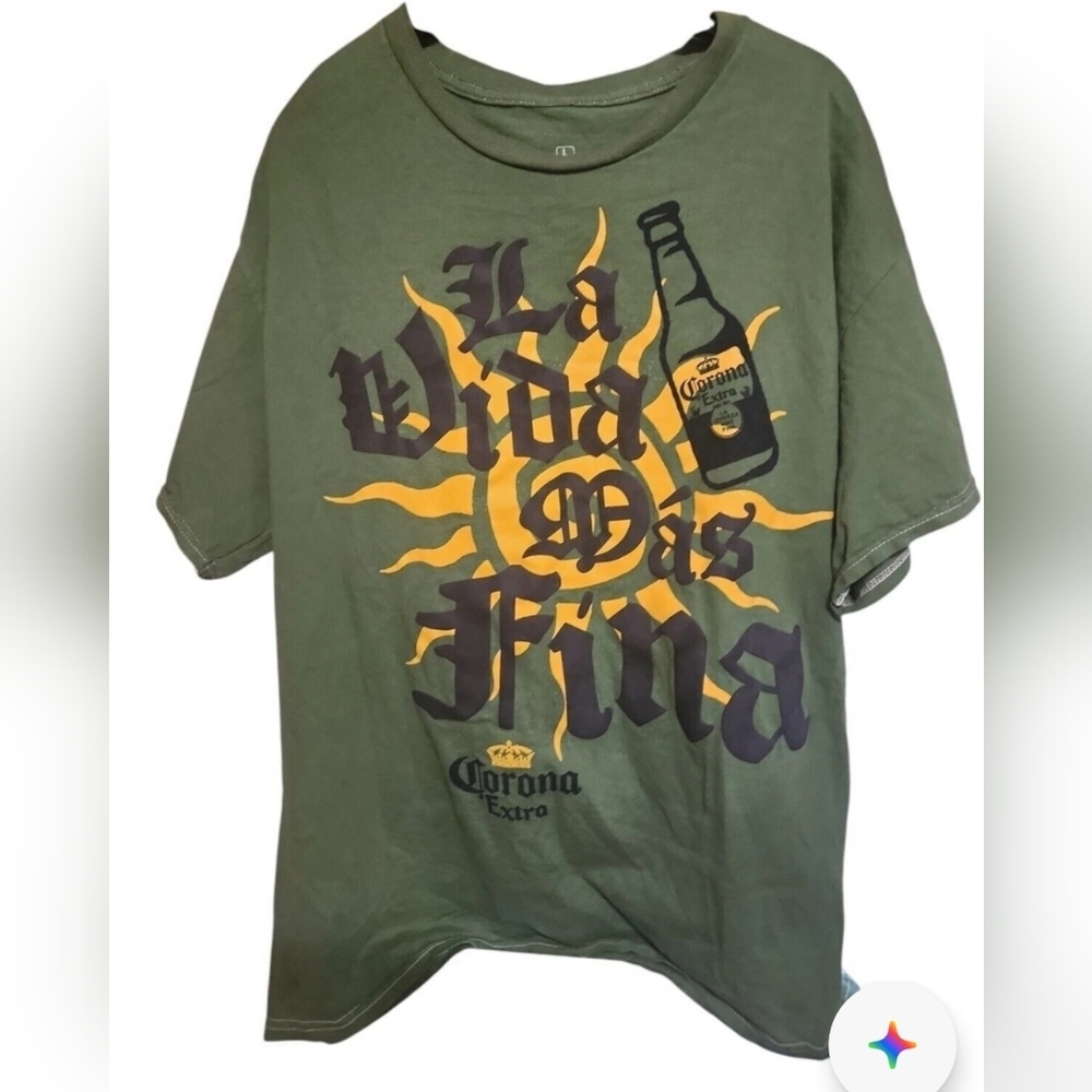Corona Extra Vintage Mexican Beer Beach T-shirt Size L Green
